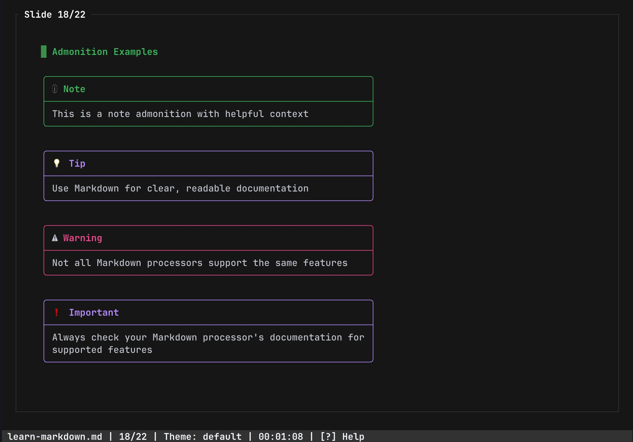 screenshot of lantern's admonition support